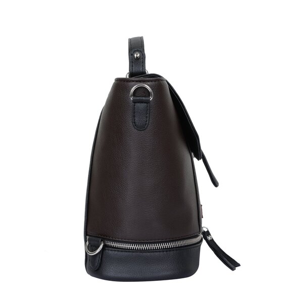Ladies' Brown Colour Vegan/PU Leather Backpack – Stylish Daypack with Top Handle - Picture 7 of 10